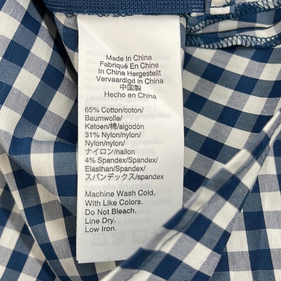 Universal Standard for J.Crew NWT Blue White Gingham Tie Sleeve Cutout Shirt - Picture 16 of 16